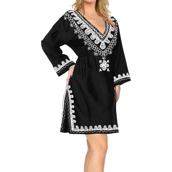 HAPPY BAY Women's Beachwear Short Summer Beach Dress Bathing Suit Cover ups 8-12 Coal, Solid