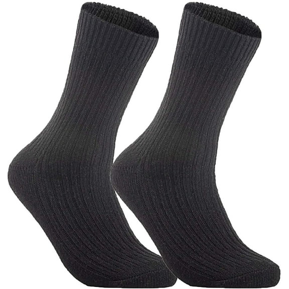 Lovely Annie Women's 2 Pairs Wool Knitted Socks One Size 6-9 (Black)