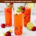 thumbnail image 3 of Twoworld 3 Pcs Reusable Metal Straws,Stainless Steel Straws Set of 0.31"Wide Drinking Straws 8.5" 9.5" 10.5" Straight Straws Travel with Travel Case Cleaning Brush, 3 of 6