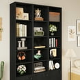 thumbnail image 5 of IRONCK 71" Tall Narrow Bookcase with Adjustable Shelves, 5 Tier Cube Bookshelf with 1 Door Storage Cabinet, Black, 5 of 8