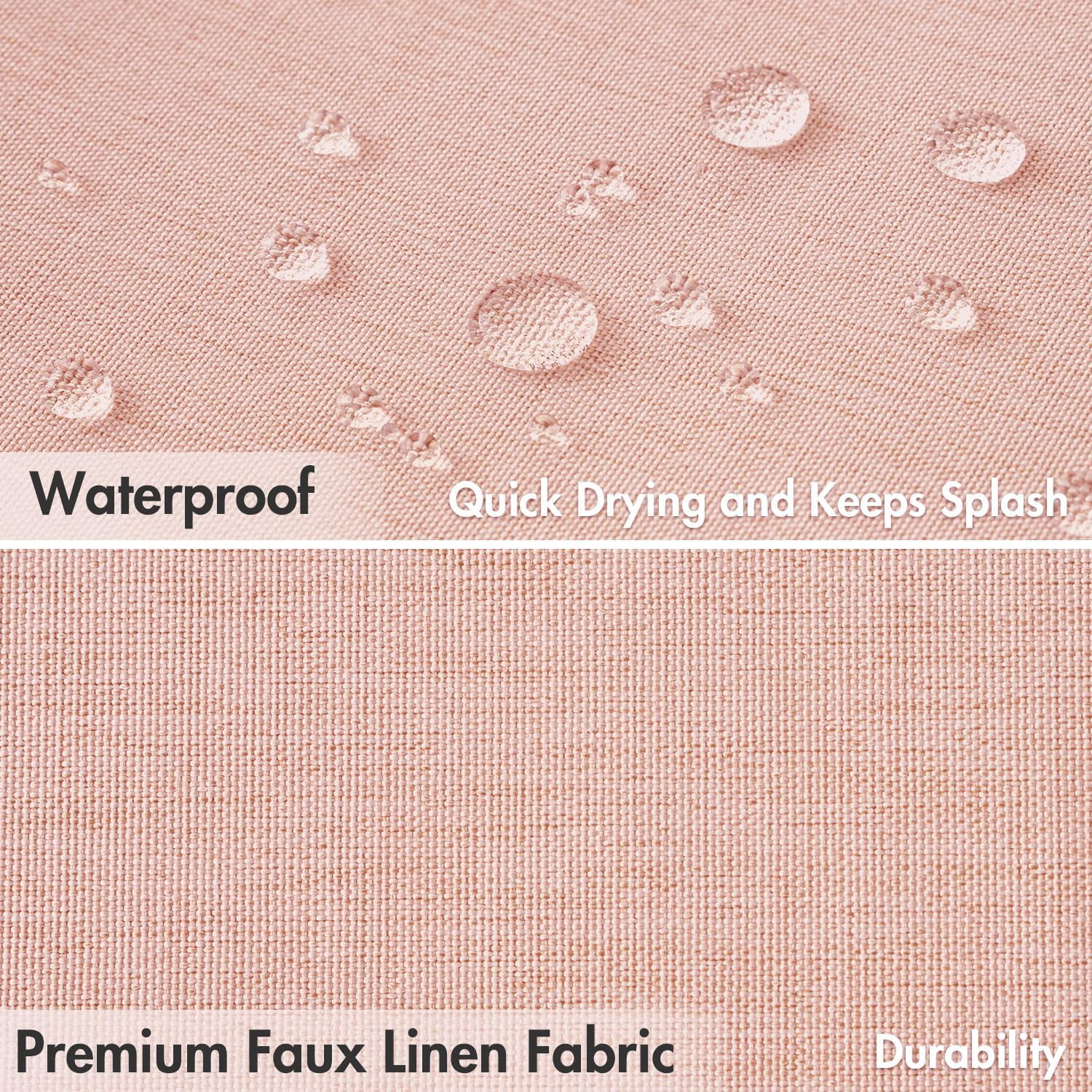 84" Long Scalloped Shower Curtain Linen Textured with 12 Metal Hooks Cute Extra Long Heavy Duty Washable Waterproof Cloth Curtains with Black Border for Bathroom Hotel Bathtub,Blush Pink