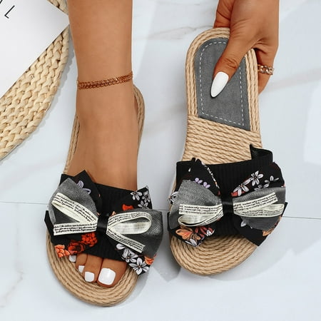 

mishuowoti slipper for women 2023 slippers for women ladies open toe slippers bowknot summer bohemian sandals casual shoes