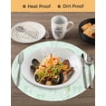 thumbnail image 3 of 13 Inch Round Placemats Set of 4, Green Bow Non Slip Heat Insulation PP Table Mats, Cute Bowknot Minimalist Solid Color Washable Place Mats for Kitchen Dining Party Table Decor, 3 of 7