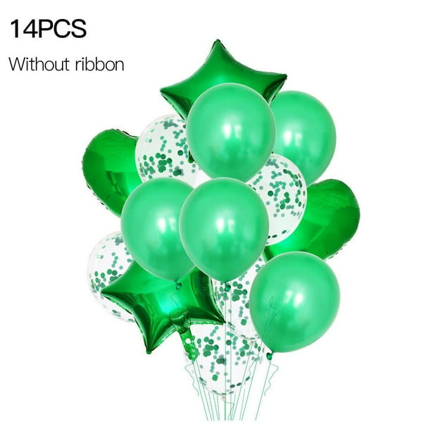 Bewildely 14 unids/set globo de fiesta vacaciones boda cumpleaños fiesta decorativa aluminio Kits de decoración para fiestas verde