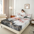 thumbnail image 4 of Manfei Cherry Blossoms Bed Sheets Set Twin Size, Marble Abstract Bed Sheets Twin, Modern Fashion Bedding Twin Size, Breathable Room Decoration, 3pcs, 4 of 7