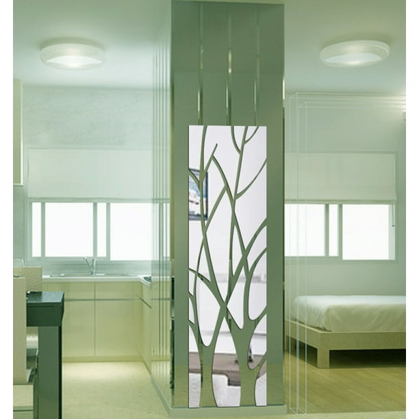 Fiudx Adhesivo de Pared con Espejo Moderno, Acrílico Extraíble, Diseño Hexagonal, Fácil de Instalar, Decoración Personalizada para El Hogar, para Tv, Sala de Estar, Dormitorio, 38 X 75 Cm, 1 Juego.