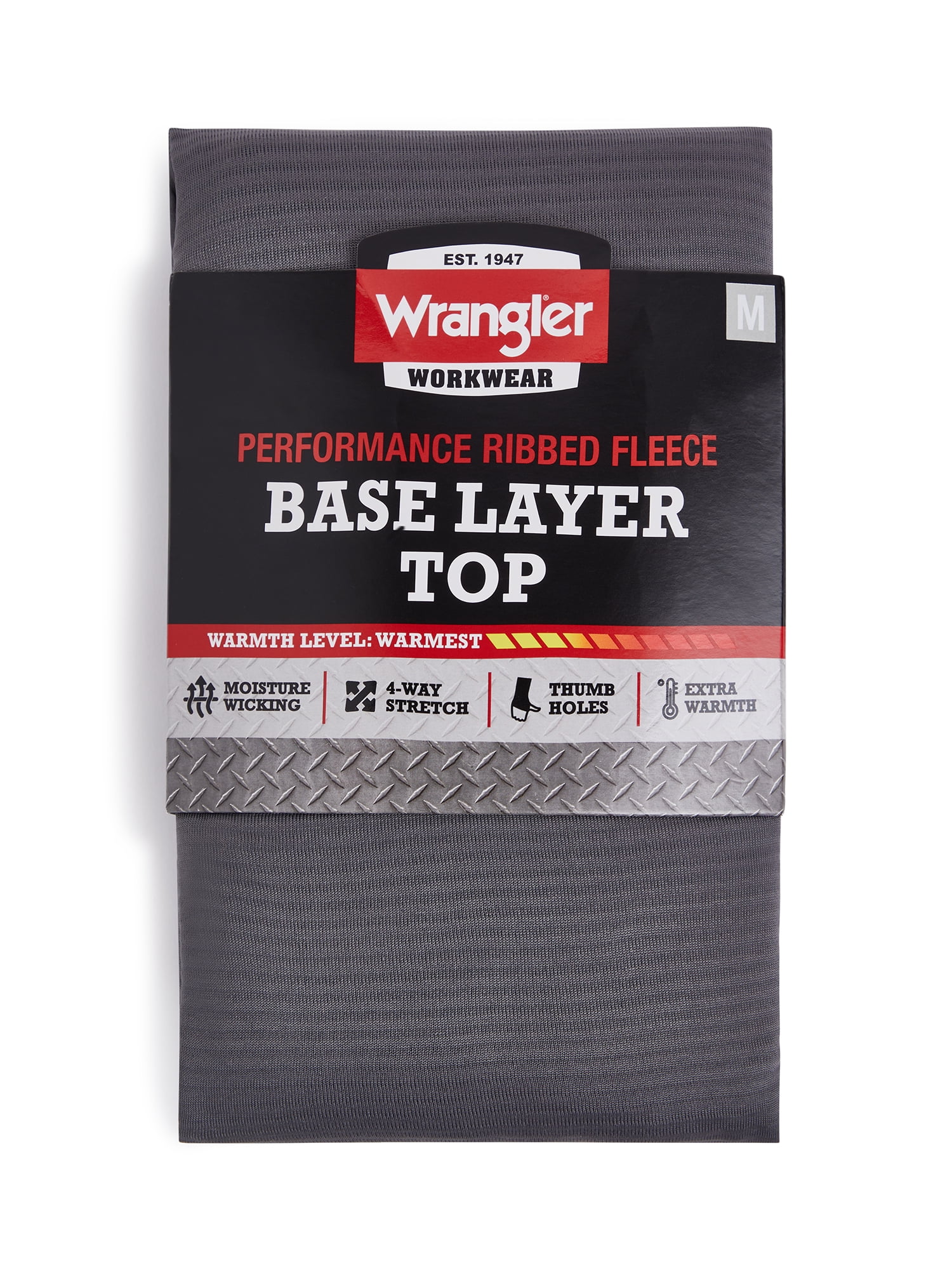 Wrangler Workwear Men's Performance Ribbed Fleece Base Layer Top Long Sleeve Thermal Shirt, XL, Charcoal