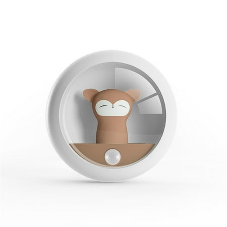 

Animal Night Light with Photosensitive Human Body Dual Sensor Bedroom Atmospheres Cabinet Wall Hanging Light Moon