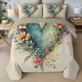 thumbnail image 3 of Davulos Quilt Set Queen Size Heart Shape Flower Pattern Bedding Set Soft Microfiber Lightweight Bedspread Coverlet for All Season with 1 Quilt 2 Pillow Sham, 3 of 8