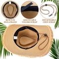 thumbnail image 7 of EINSKEY Straw Cowboy Hat with Fringe Shapeable Brim, Beach Cowgirl Hat with Chin Strap, Khaki, 7 of 7