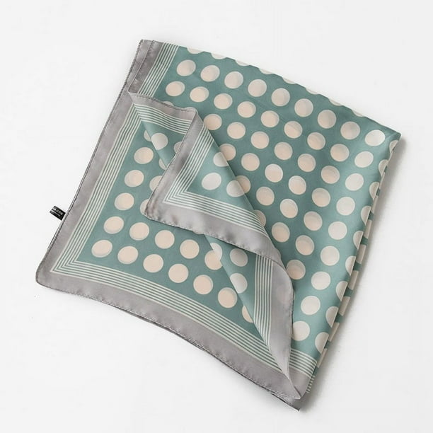 Zhuge Pañuelo pequeño de seda para el cuello, pañuelo cuadrado de satén, regalo para el Día de la Madre para mujer, 27,5 x 27,5 pulgadas (verde y blanco)