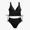 thumbnail image 5 of OSFVNOXV Women Bikini Sets 2-Piece Swimsuit Halter V-Neck Slim Fit Side String Bikini Top and High Waisted Bottom, 5 of 9