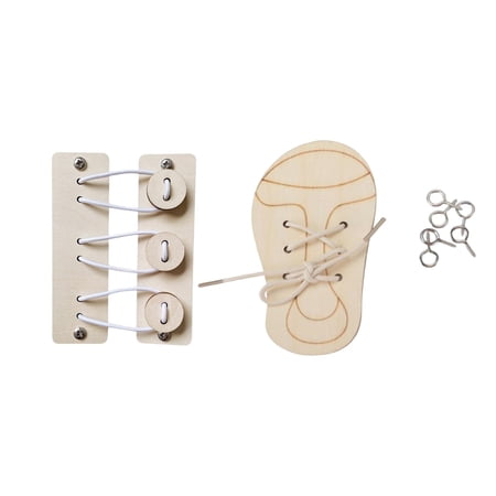 2x Durable Wooden Montessori Activity Board Teaching New Year Birthday Gift Button Shoe