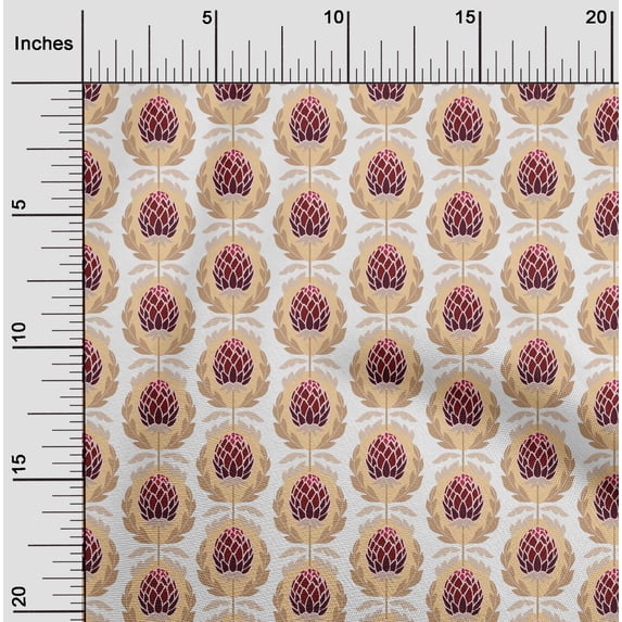 oneOone Viscose Jersey Maroon Fabric Leaves & Floral Block Sewing Material Print Fabric By The Yard 60 Inch Wide