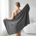 thumbnail image 4 of Dowellia 4 Pack Bath Towels Set, 28"x 55" Large Bath Sheets, Highly Absorbent & Quick Dry, Soft Microfiber Towels for Bathroom Spa Hotel Gym, Dark Gray Stripe, 4 of 7