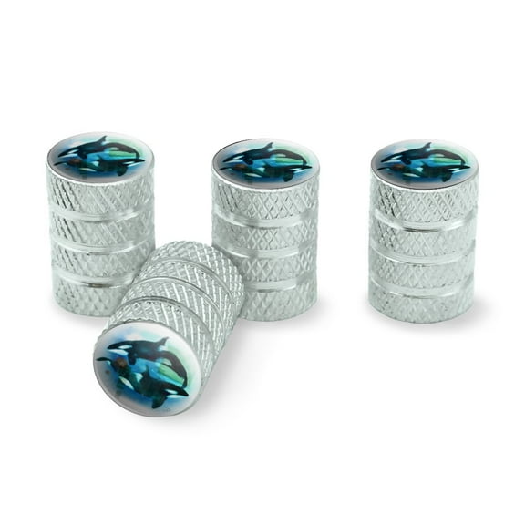 Orcas Killer Whales Watercolor Yin Yang Tire Rim Wheel Aluminum Valve Stem Caps