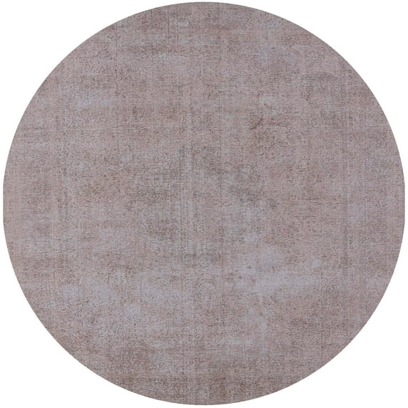 Ahgly Company Machine Washable Indoor Round Industrial Modern Rose Dust Purple Area Rugs, 6' Round