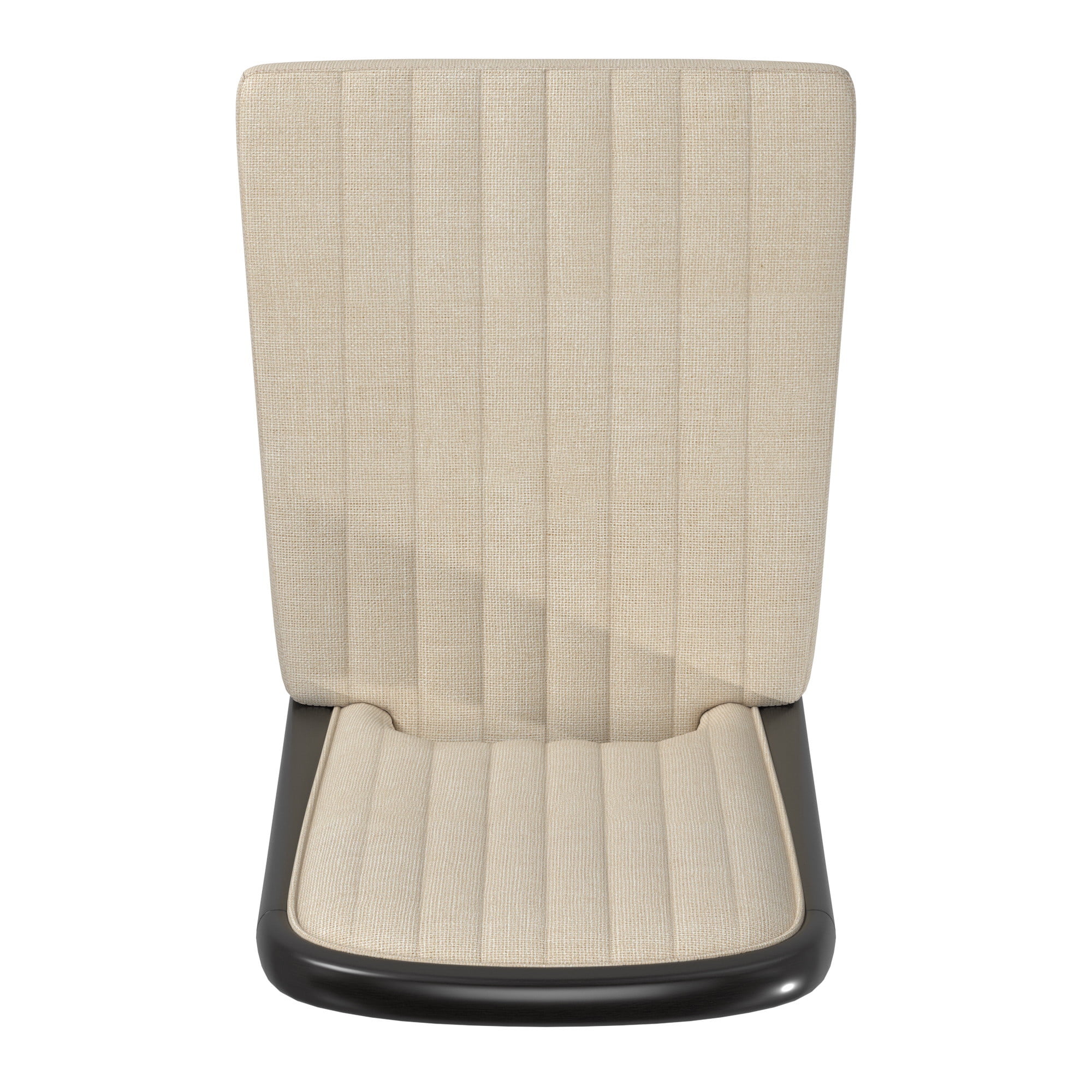 Weston Home Alta Wood Finish Cream Fabric Channel Stitching Dining Chair, Set of 2, Black Oak