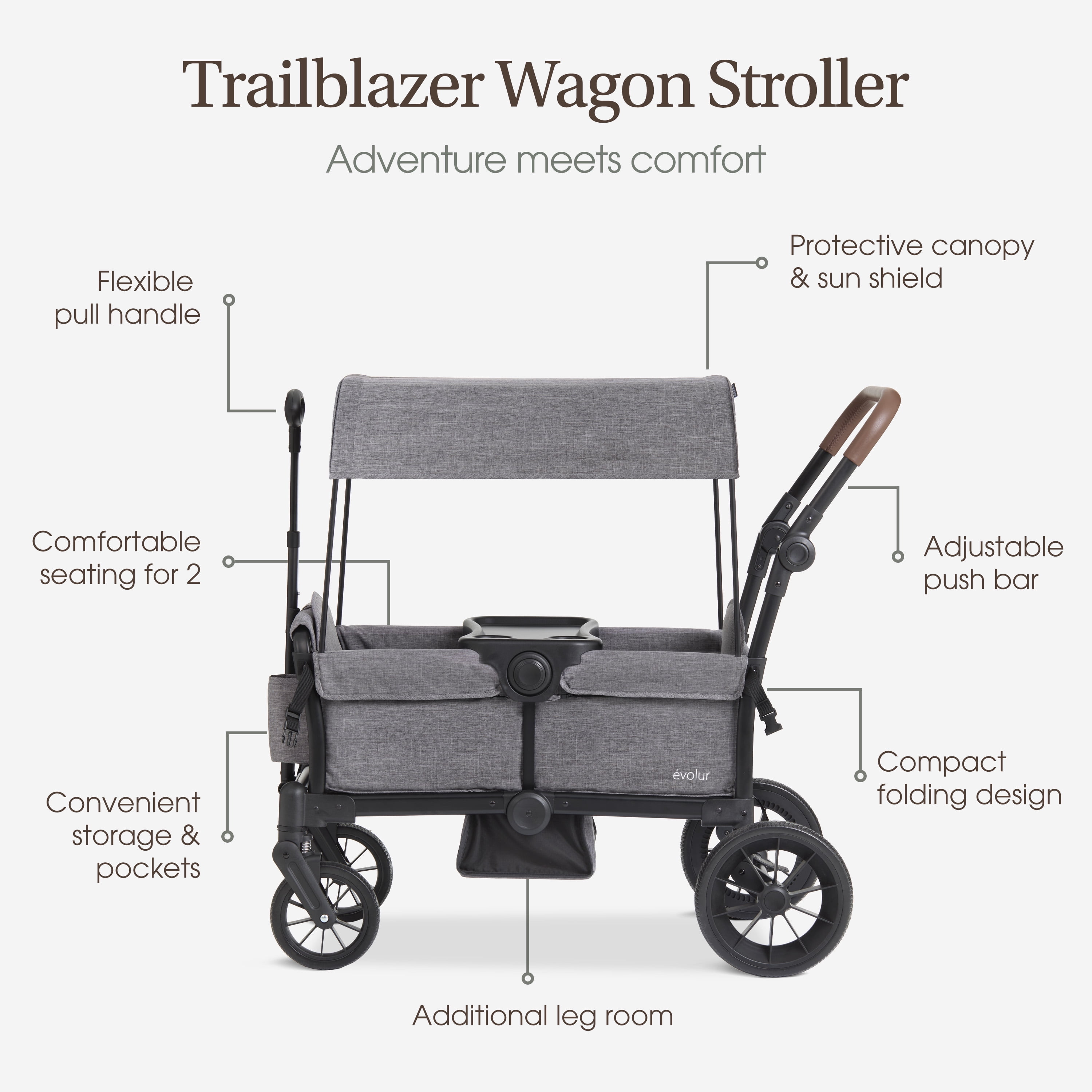 Evolur TrailBlazer Wagon Stroller, Gray