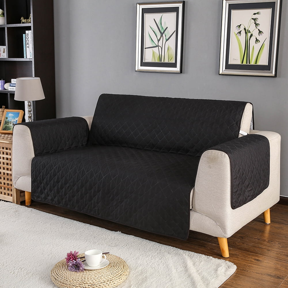 ANMINY Couch Cover Loveseat Waterproof Sofa Cover Black Non-slip Slipcover Pet Furniture Cover