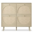 thumbnail image 7 of Hassch Natural Rattan Free-Standing Shoe Rack, Shoe Cabinet Wood Organizer with 4 Flip Drawers for Entryway Hallway Doorway, 41.73"L x 9.5"W x 38.6"H, 7 of 7