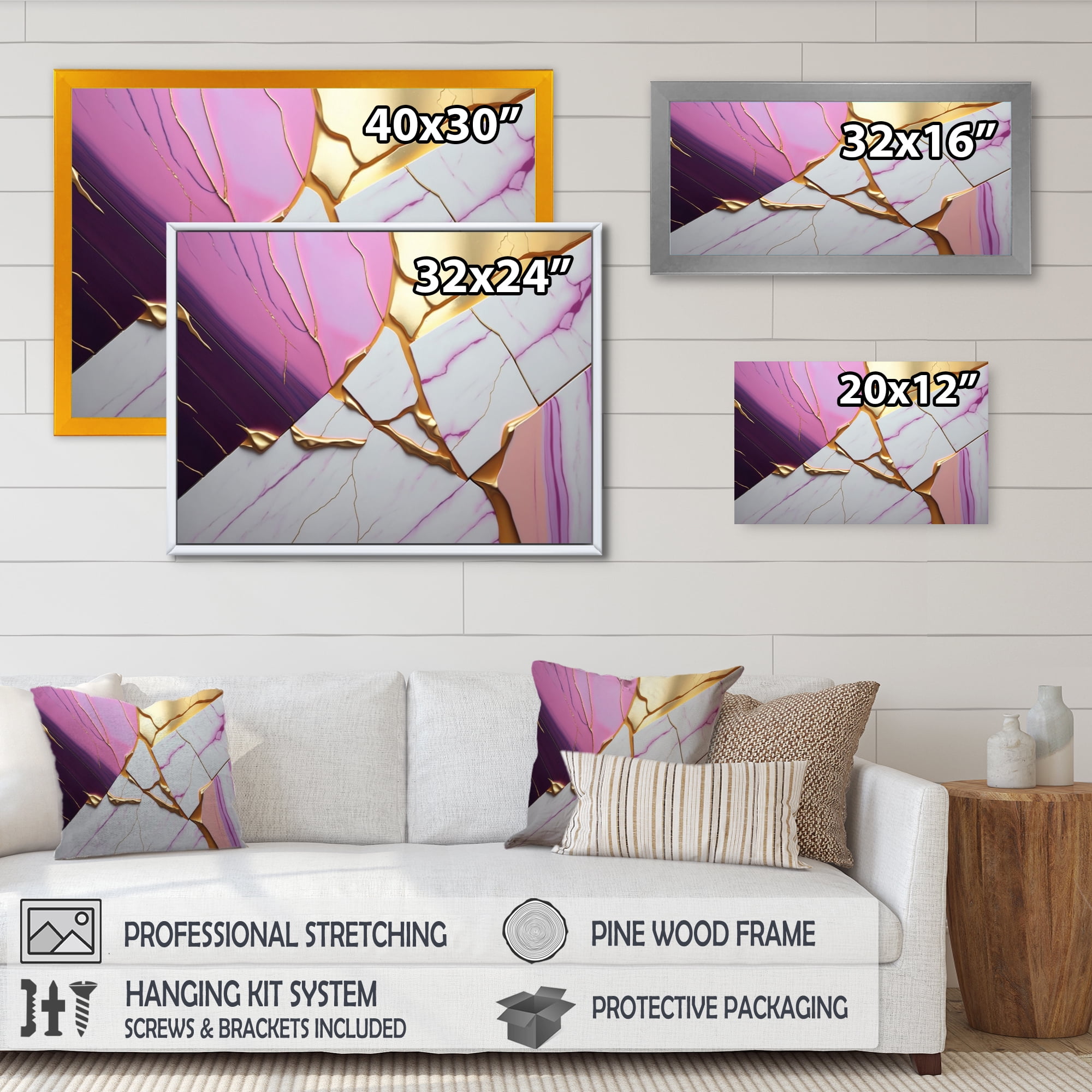 Designart Abstract Geode Violet II Canvas Wall Art