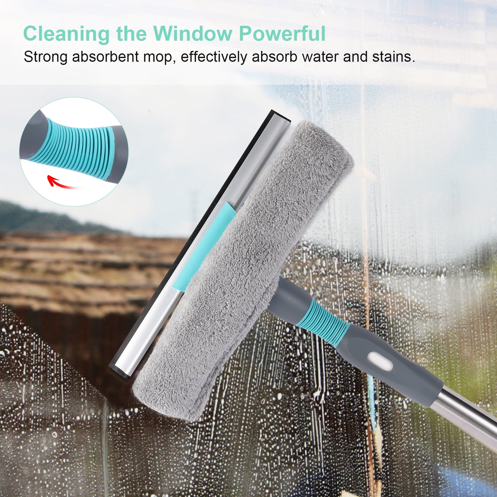 1 Set Window Cleaning Kit - Rubber Squeegee, Microfiber Window