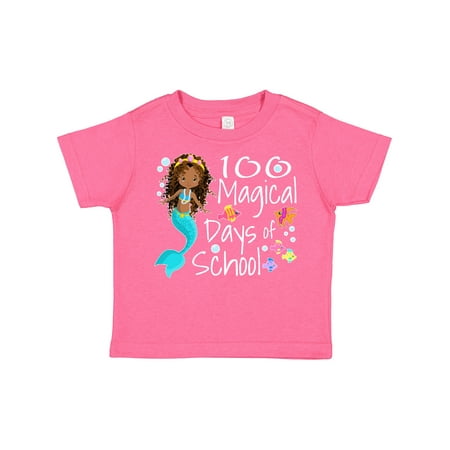 

Inktastic 100 Magical Days of School with Blue Mermaid and Fish Gift Toddler Boy or Toddler Girl T-Shirt