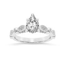 IGI Certified 4 Carat Pear Shape Lab Grown Diamond Engagement Ring | 14K White Gold | Larisa Side Stone Diamond Ring | FG-VS1-VS2 Quality Friendly Diamonds