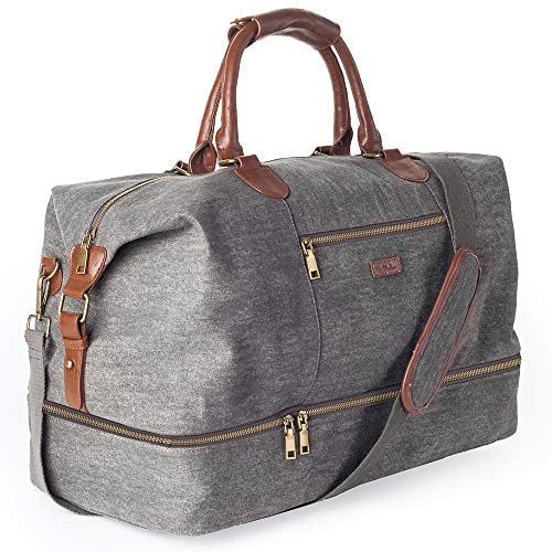 Mymealivos canvas weekender bag overnight travel carry on duffel tote with shoe pouch deals