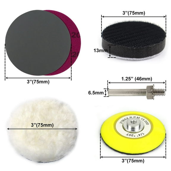 150 PCS 3 Inch Sanding Discs Silicon Carbide 400-10000 Grits Wet/Dry Hook and Loop Sandpaper for Drill Grinder