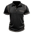 thumbnail image 4 of WEAIXIMIUNG Valentine's Day Male Spring Short Sleeve Solid Color Letter Stripe Stitching Pocket Short Sleeve Top, 4 of 6