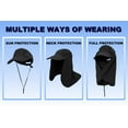 thumbnail image 2 of Sun Cap Fishing Hat Unisex Adult 360% UV UPF 50+ Solar Protection, Lightweight Outdoor Summer Wide Brim Visor with Detachable Neck Flap & Face Cover Mask, Quick Dry, Windproof, For Beach, Black, 2 of 5