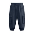 thumbnail image 7 of Yourumao Linen Cargo Shorts for Women Elastic Waist Cinch Bottom Shorts Solid Lightweight Knee Length Trousers Leisure Summer Pants, 7 of 7