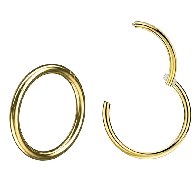 Aro para la nariz, bisagra de acero médico 316L, anillo para la nariz, espaciador, aretes de aro para cartílago en espiral, joyería para perforación corporal, 8 mm de diámetro, 1 pieza de oro ER