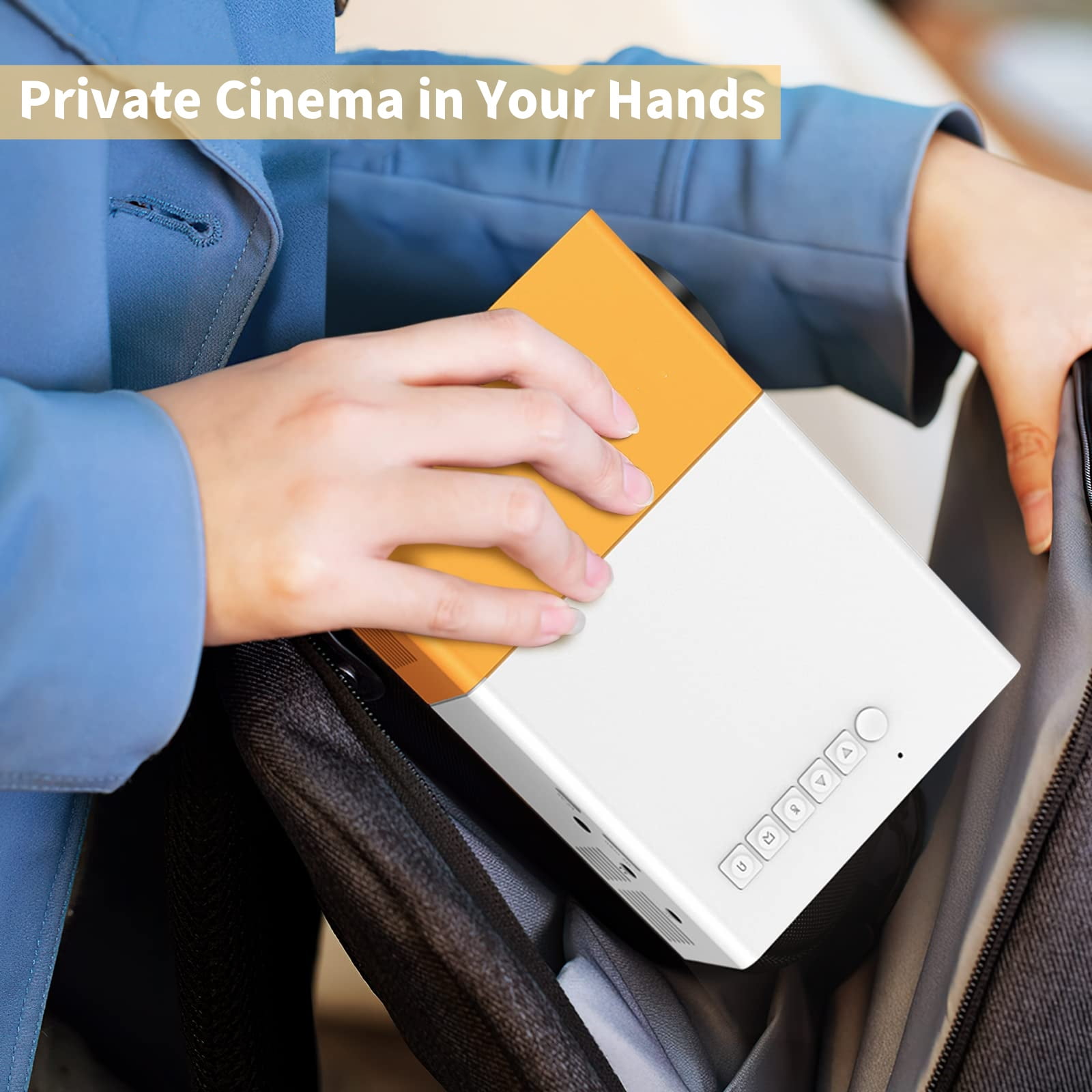 Finopo Mini Projector, Portable Movie Projector, 1920*1080p HD Smart Home Projector, LED Pico Video Phone Projector with Remote Control