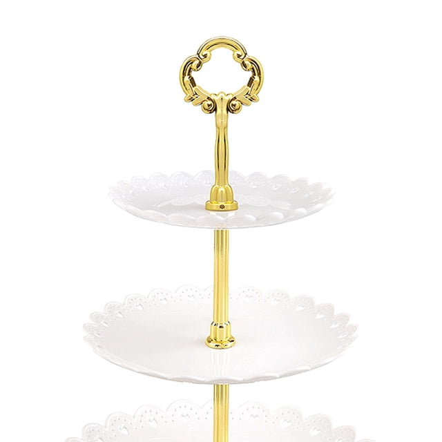 Soporte de pastel de tres capas Banquete de boda que sirve mesa de postres Platos de frutas dulces JShteea Libre de BPA