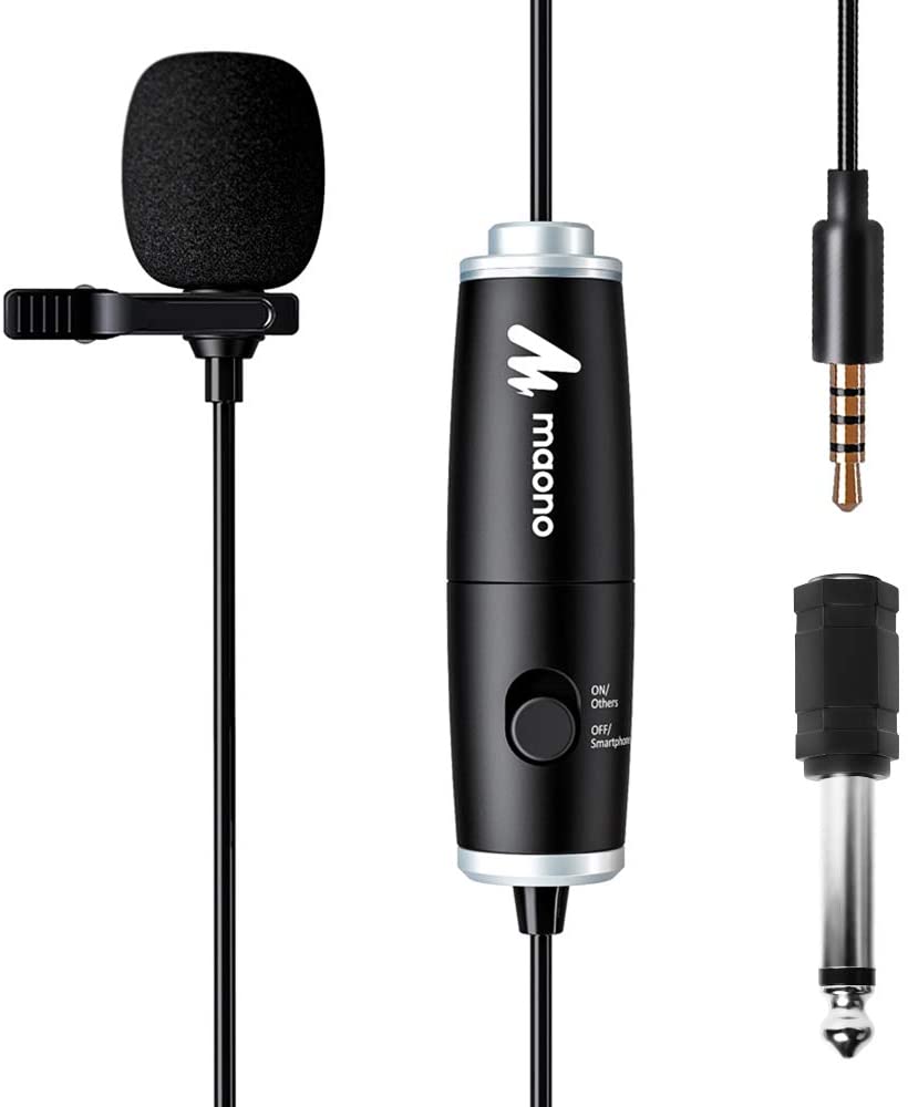 Lavalier Microphone, MAONO AU101 HandsFree Clipon Lapel Mic with