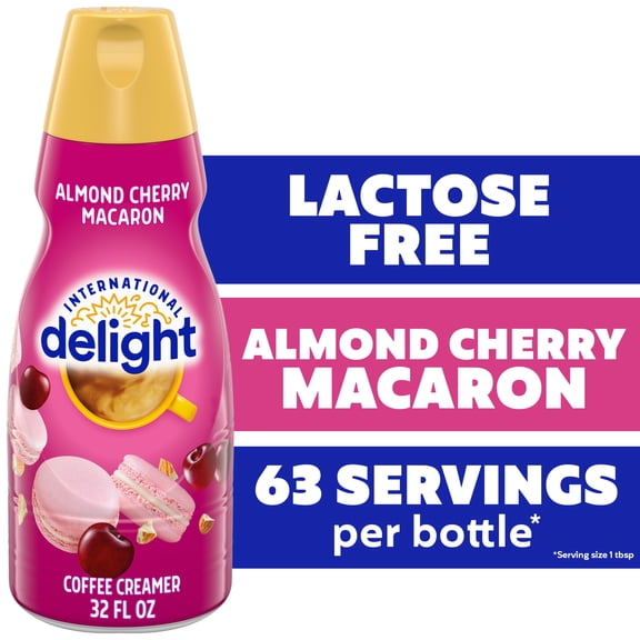 International Delight Almond Cherry Macaron Coffee Creamer Bottle, 32 fl oz