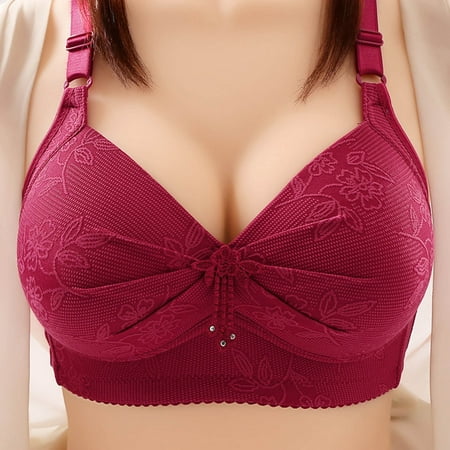 

Zpanxa Bras for Women Gathered Together Large Size Daily Bra Underwear No Rims Womens Bras Sports Bra Red XL