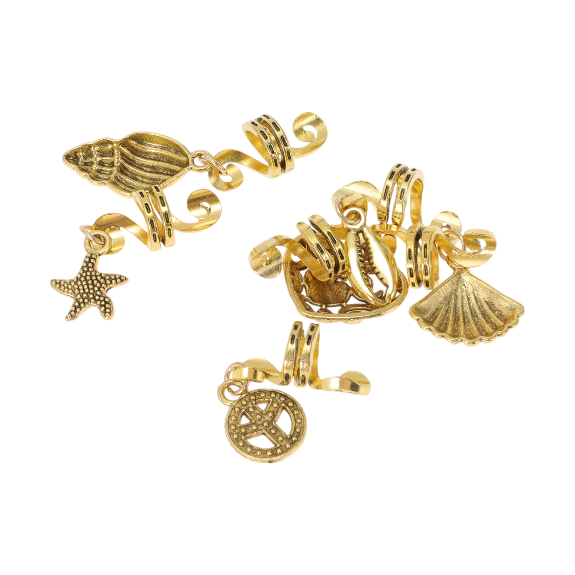 Unique Bargains Snake-shaped Leaves Hair Cuffs Dreadlock 6 Pcs [Snake-shaped Conch Shell]