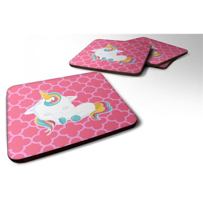 3.5 Multicolor Caroline's Treasures Unicorn Pink Polkadots Foam Coaster Set of 4 