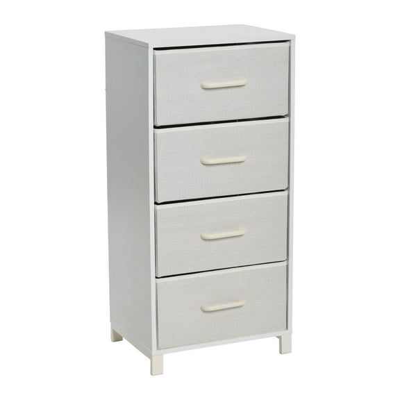 Household Essentials Dresser Tower Chest of Drawers Scandinavian White with 4 White Strorage Drawers