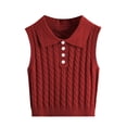 thumbnail image 2 of Women's Casual V-Neck Pullover Shirt Collision Color Sleeveless Sweater Vest, Stylish and Lightweight, Ideal for Layering and Summer to Fall Transition,Wine,S, 2 of 7