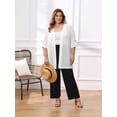 thumbnail image 2 of DARING DIVA Women's Plus Hollow Out 3/4 Sleeve Long Open Front Cover Up 1X White, 2 of 6