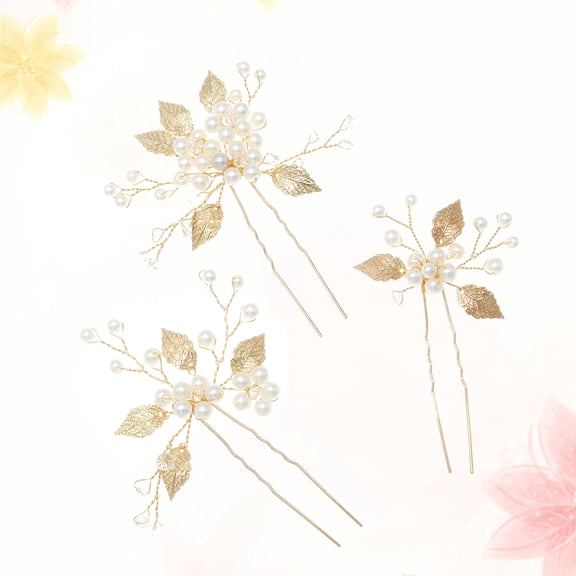 LOLIPPYY 3PCS Bridesmaid Hair Accessories Hair Clips Crystal Golden Accessory for Women Wedding