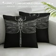 thumbnail image 3 of PRATYUS  Dragonfly Pillow Case Black White Insect Dragonflies Wings Nature Throw Pillow Cover Decorative Square Cushion Canvas for Women Men Sofa Bed 18x18in, 3 of 5