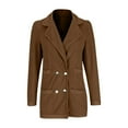 thumbnail image 5 of jtjvou Women's Large Pocket Casual Notched Lapel Double Breasted Ribbed Blazer Jacket for Women Coffee,L, 5 of 6