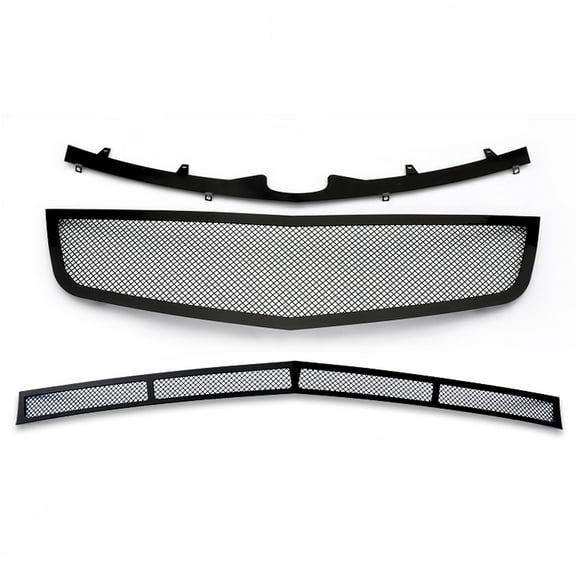 APS Compatible with Cadillac DTS 2006-2011 Main Upper Lower Bumper Stainless Steel Black Mesh Front Grill Grille Insert Combo A71072H