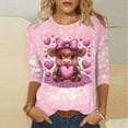 thumbnail image 6 of Xdegoge Valentines Tops for Women Crew Neck 3/4 Sleeve Pullover Cute Playful Prints Top Lightweight Cozy Plus Size Pullovers, 6 of 6